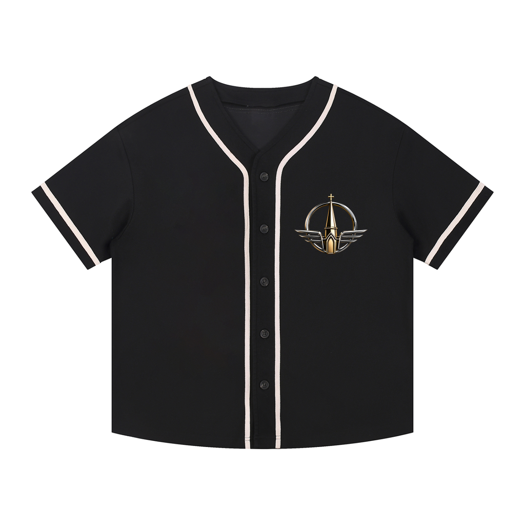 Contrast Piped Button-Up Jersey