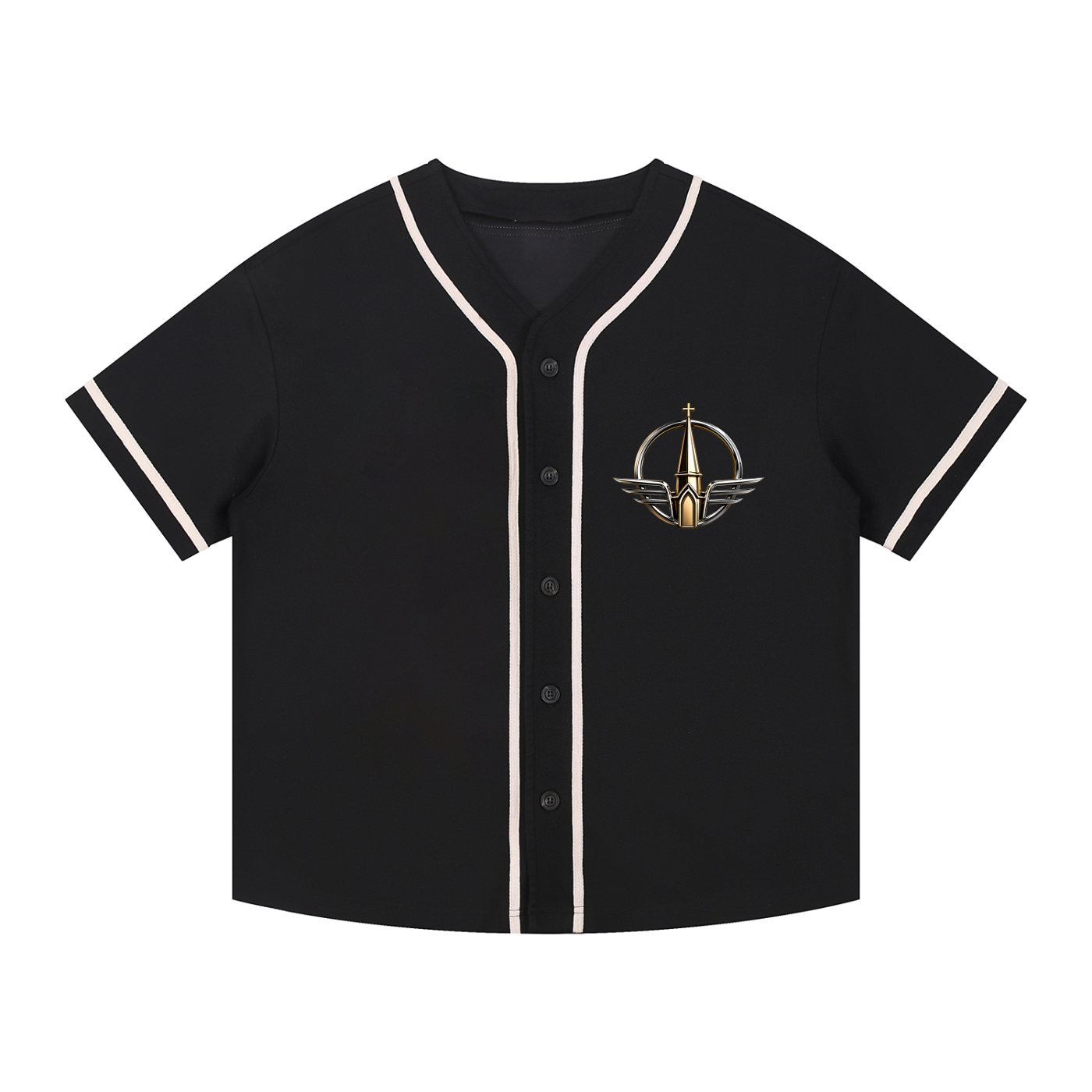 Contrast Piped Button-Up Jersey